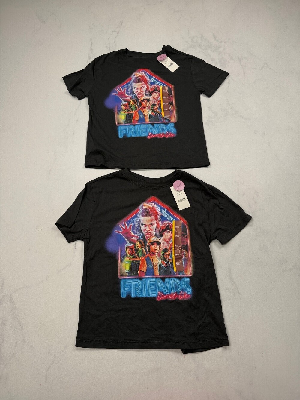 Netflix Stranger Things Graphic Tee Black Statement Piece Lot of 2 - Boys S